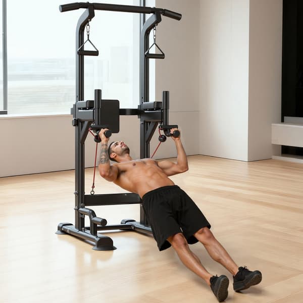 Power Tower pull-up bar og dip station, 150 kg, justerbar