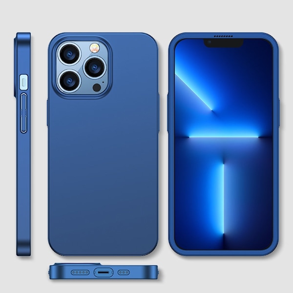 Fodral skal för iPhone 13 Pro, bak- och frontskal + härdat glas, blå