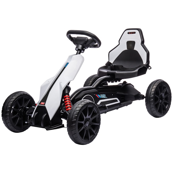 El-gokart för barn 12 V 3-5 km/h driftkart med 2-vägs justerbart läge, säkerhetsbälte, ratt, gokart barnfordon för 3-8 år gamla barn, vit |