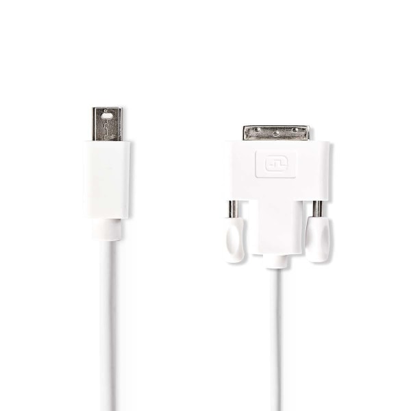 Mini Displayport-kabel | DisplayPort 1.2 | Mini DisplayPort Hane | DVI-D 24+1-Pin Hane | 21.6 Gbps | Nickelplaterad | 2.00 m | Rund | PVC | Vit | Plas