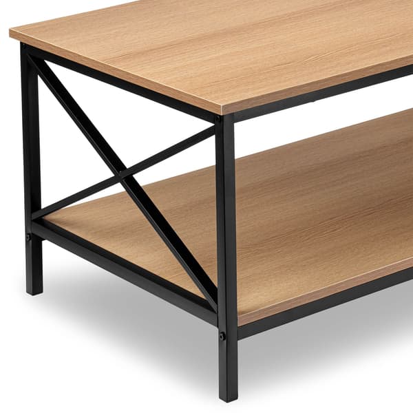 Soffbord med hyllplan, modern ek, 100x55 cm