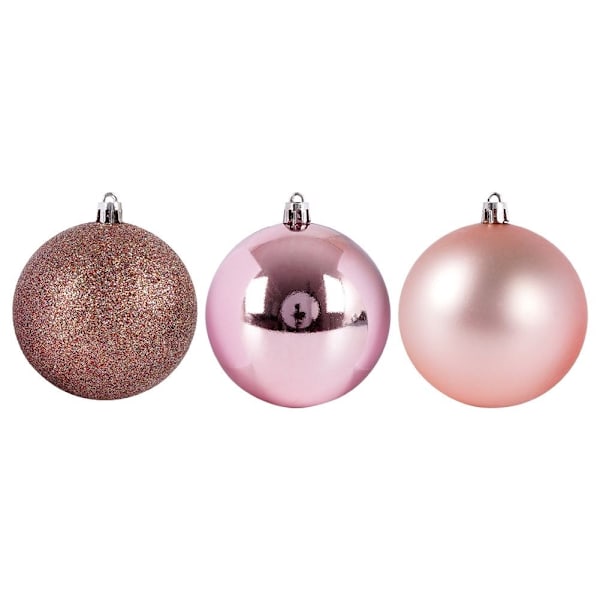 Set med 5 okrossbara julgranskulor i rosa färg