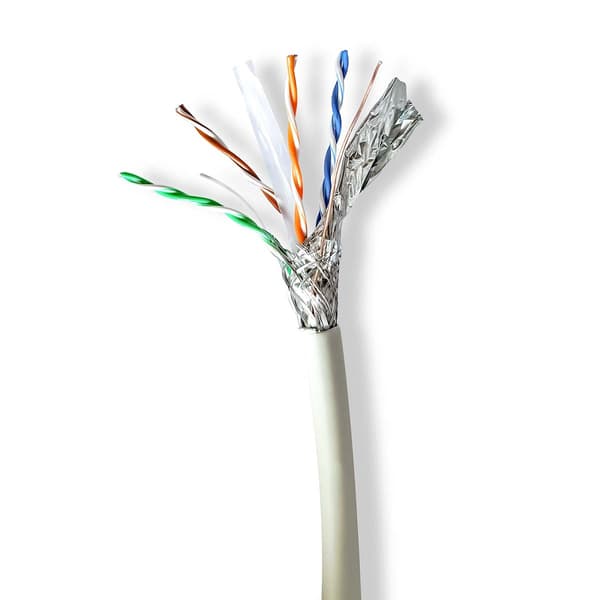 Nätverkskabel Roll | CAT6a | Fast | S/FTP | Koppar | 100.0 m | Inomhus | Rund | LSZH | Grå | Presentbox