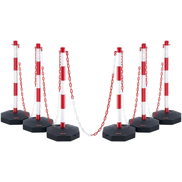 Justerbara trafikavgränsningsstolpar, 6-pack, 2 m kätting