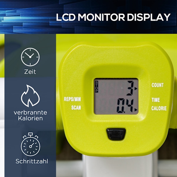 Mini stepper för hemmet, halkfri upp-och ner stepper med LCD-display, stepper hemmatränare med två stora pedaler, stål, gul