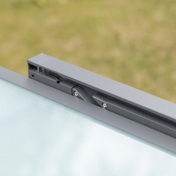 Havebord spisebord med hærdet glasplade 160-210 cm udtrækbart, aluminium, rektangulært, grå-hvidt til altan & havemøbler