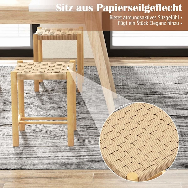 Matstolsset Gummiträram & flätad papperssits 36 x 36 x 45 cm