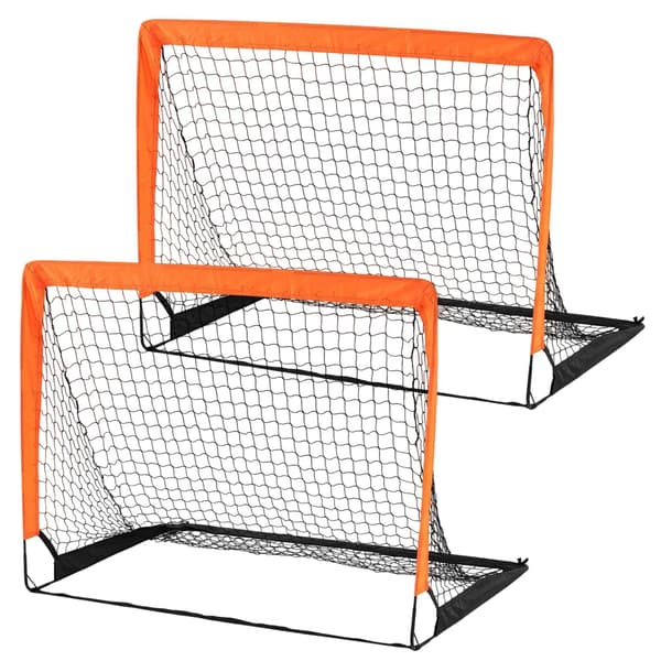 Fotbollsmål för barn, orange, 120x96 cm, hopfällbara
