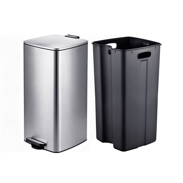 60L Pedalspand i rustfrit stål – Soft-Close, Sølv