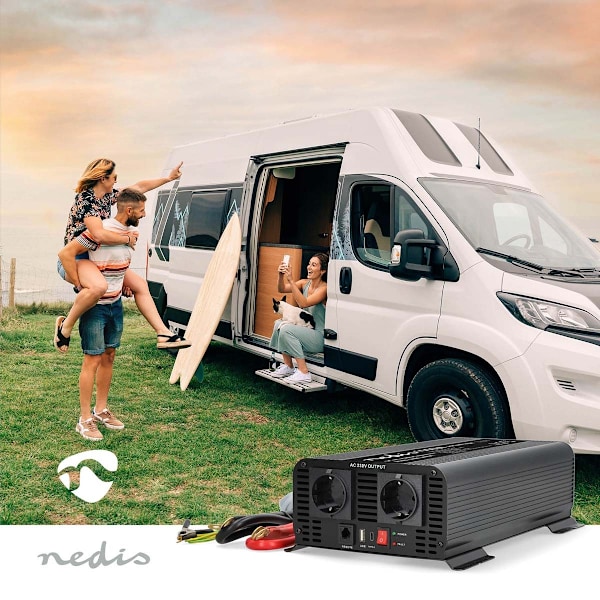 Power Inverter Pure Sine Wave | Ingångsspänning: 12 V DC | Enhetens strömutgångsanslutningar: Typ F (CEE 7/3) / USB-A / USB-C™ | 230 V AC 50 Hz | 1000