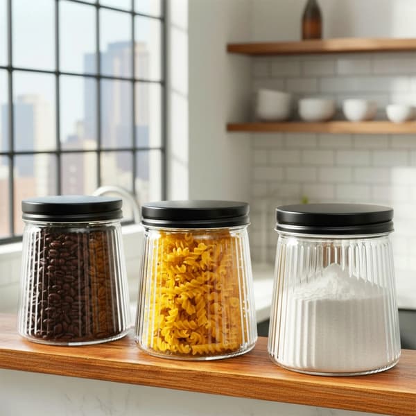 Glasbehållare för torrfoder med lock, 700 ml