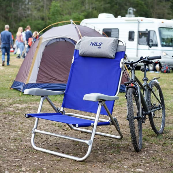 Sammenklappelig turiststol, blå-grå, kompakt design