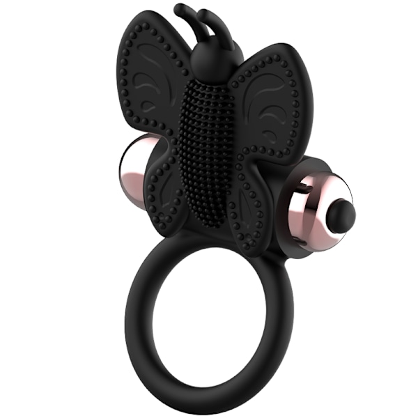 Coquette Chic Desire - Cock Ring Butterfly Med Vibrator Svart/ Guld