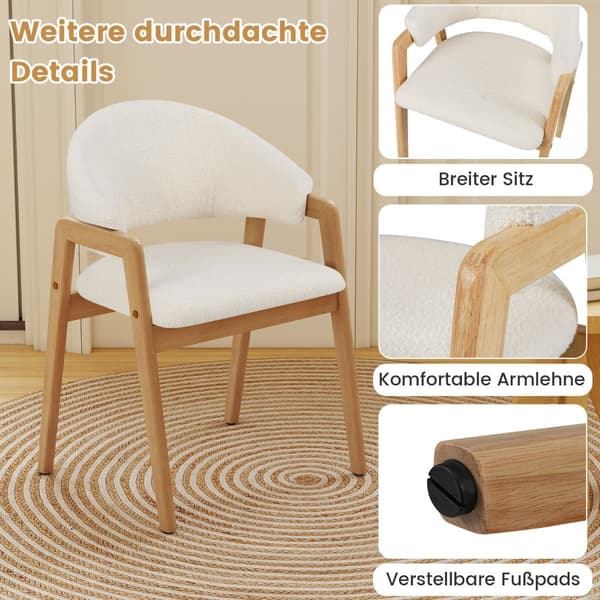 Moderna matstolar set om 2, stoppad sits, vit