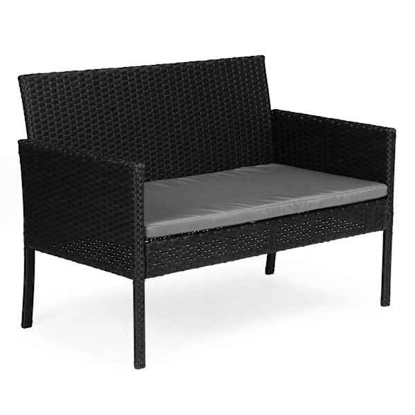 Havemøbelsæt med rattanlignende finish – bænk, bord, stole Sort MultiGarden