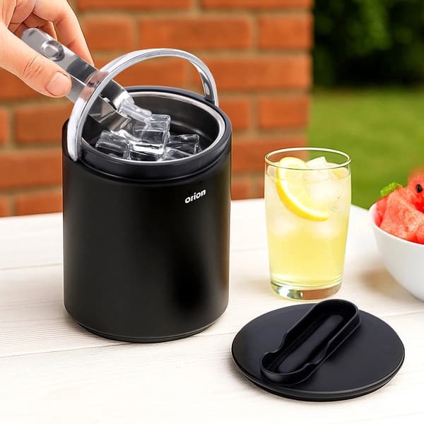 Isspand i rustfrit stål med låg og tang, 1,9 l, sort