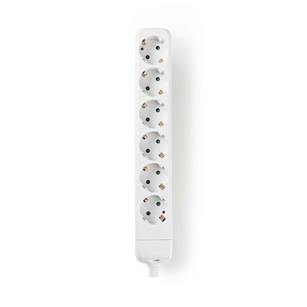 Forgreningsstik 6-vejs Type F CEE 7/7 jordet stik, 3680W - Hvid