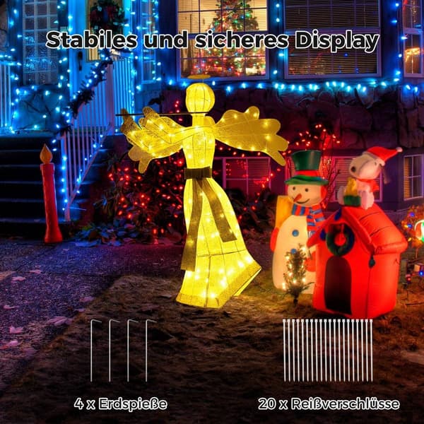 Valaistu jouluenkeli 100 LED-valolla, 150 cm