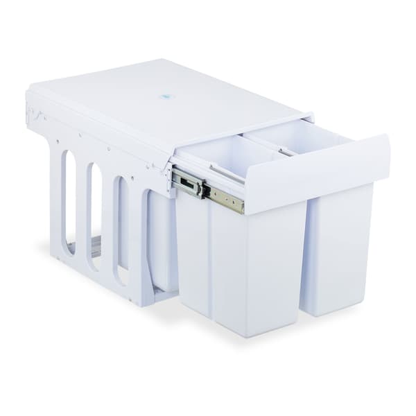 Utdragbar soptunna med lock – vit, utrymmesbesparande design