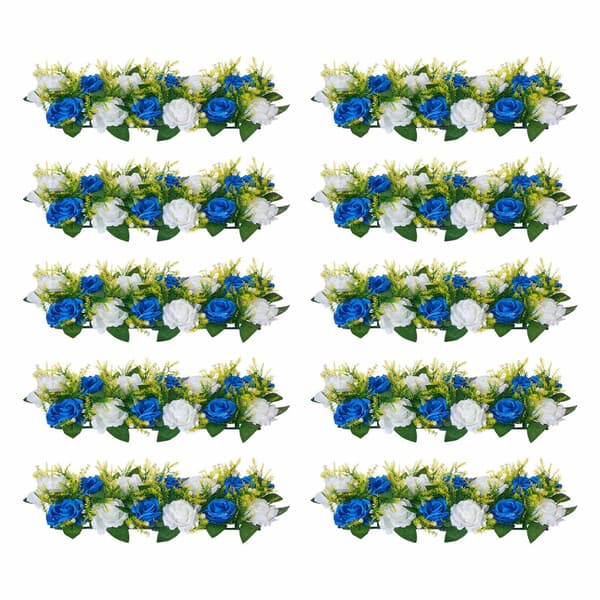 Konstgjorda rosor bordsdekorationer, 10-pack, blåvit