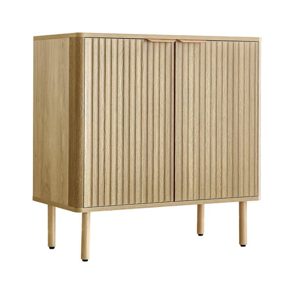 Kaffebarskab, riflet egetræ, 2 låger, 80 cm