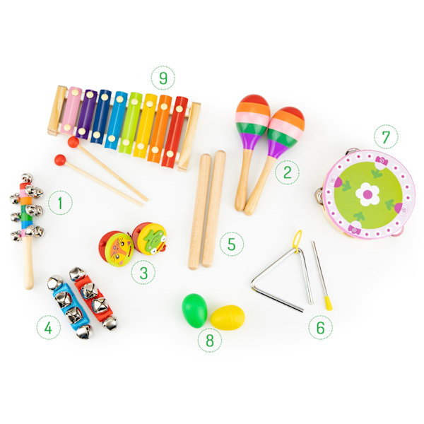 Musiksæt med 14 instrumenter + taske Ecotoys