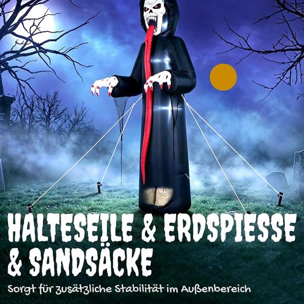 Uppblåsbart Halloween-skelett med LED-ljus, 310 cm