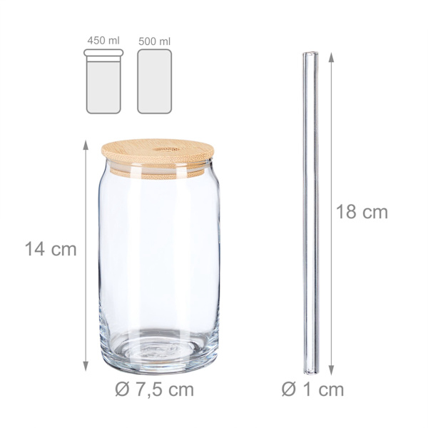 Dricksglas med bambulock, 4-pack