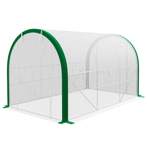Folieväxthus 3,58 x 2,1 x 2,1 m tunnelväxthus med rulldörr för trädgård & balkong, galvaniserat stål, vit