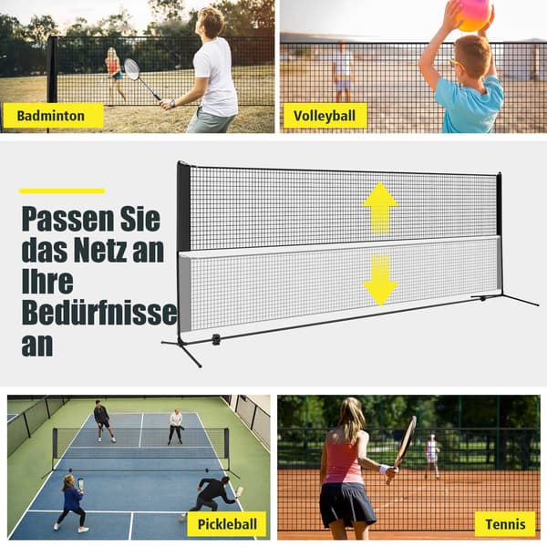 Justerbart badmintonnetsæt med stativ og bæretaske