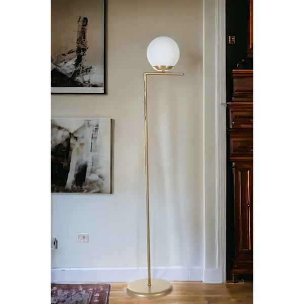 Gulvlampe Araz Eskitme Beyaz Camlı Lambader
