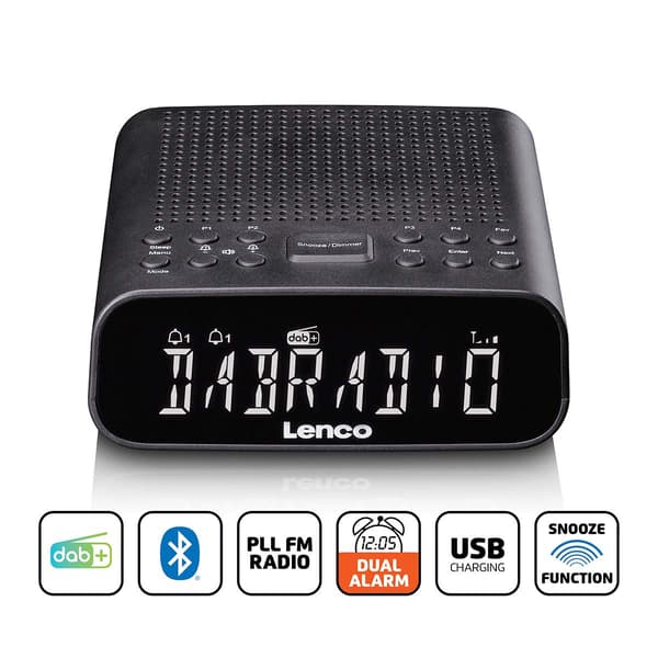 DAB+/FM-klockradio med Bluetooth och dimbar LCD-skärm