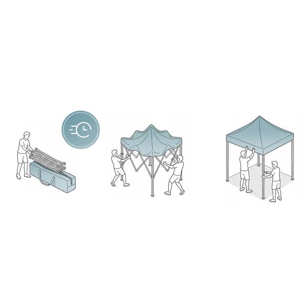 Havepavillon 3x6m, sort, 3 vægge, vandtæt