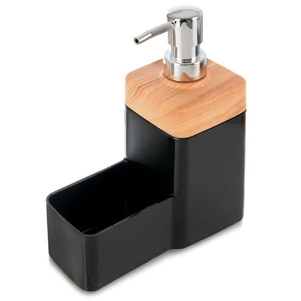 Svart kökstvåldispenser med svamphållare, 500 ml