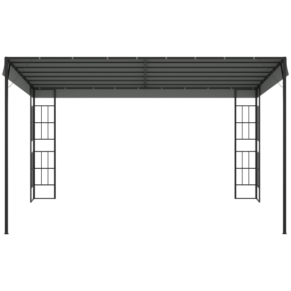 Pergola 4 X 3 M Garden Gazebo Huvimaja Katos Teltta Metalli Polyesteri Harmaa