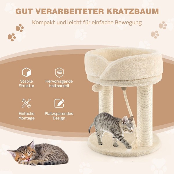 Kattetræ kat kradsestolpe med blødt sæde sisal tårn til katte beige