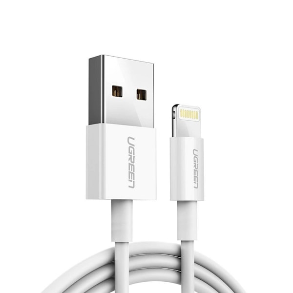 Ugreen kaapeli USB-A Lightning MFI -kaapeliin 2,4A, 1m - valkoinen