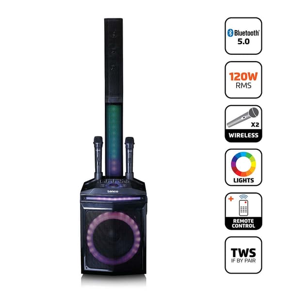 Festhøjttaler med Bluetooth, 120W RMS, LED-lys