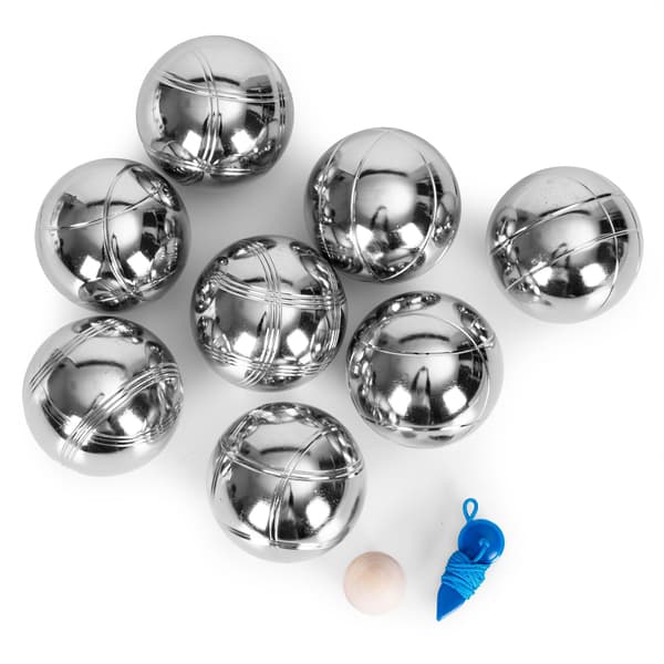 Petanque-kugler sæt, 8 forkromede stålkugler + etui