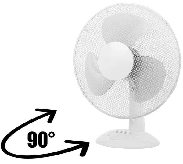 Bordventilator, hvid – 38W, 3 hastigheder, 90° oscillation