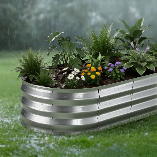 Galvaniserade upphöjda trädgårdsbäddar, 2-pack, 10x6x30 cm ovala