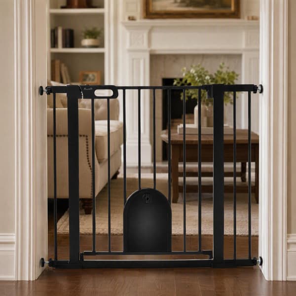 Säkerhetsgrind för husdjur, stål, justerbar 75-103 cm, svart