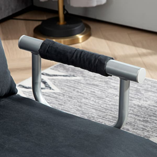 Bäddsoffa, bäddsoffa med justerbart ryggstöd, kudde, 2-sits soffa med sovfunktion, sammetslook, armstöd, soffa för vardagsrum, sovrum, svart