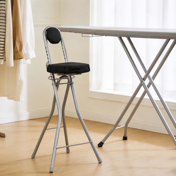 Ergonomisk justerbar ståskammel, sort/sølv