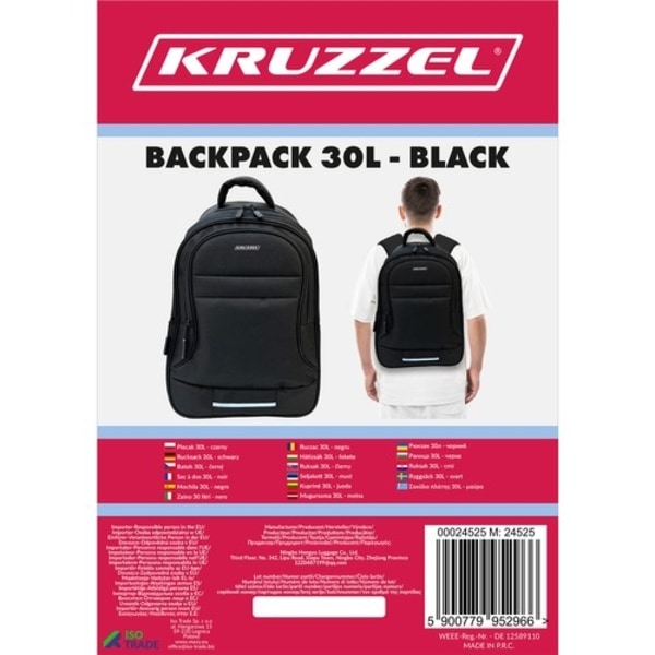 Ryggsäck 30L - svart Kruzzel 24525