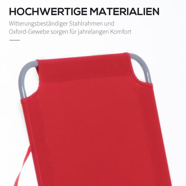 Hopfällbar solstol med multijusterbart ryggstöd av metall och polyester i rött