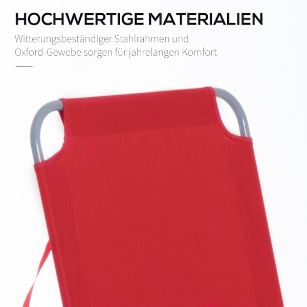 Sammenklappelig liggestol med multijusterbart ryglæn af metal og polyester i rød