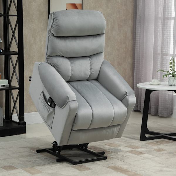 Ståhjälp, Avslappningsstol, Elektrisk Massagestol, Tv-Stol Med Liggfunktion, Sammetsliknande Polyester, Metallskum