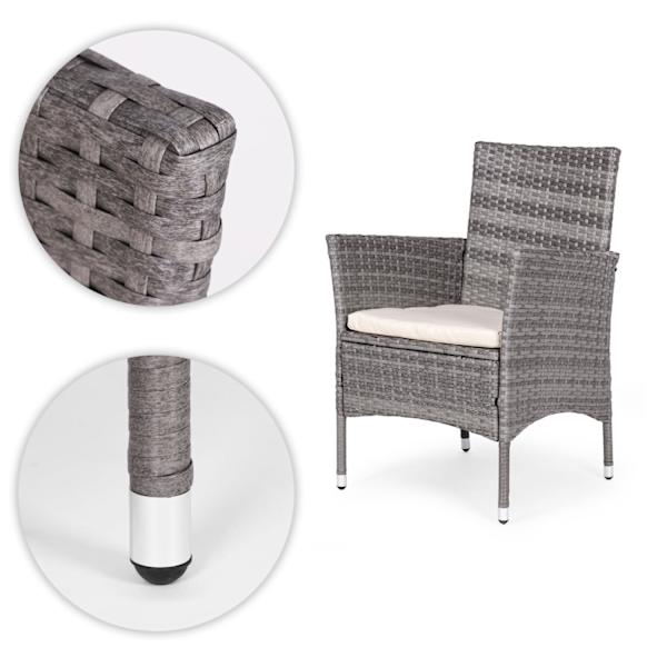 Trädgårdsmöbelset med rottingliknande finish – 4 stolar + Round Table MultiGarden