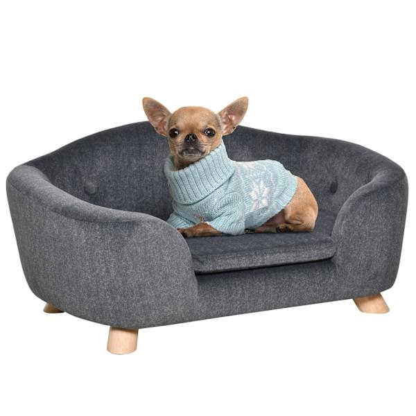 Pet Sofa Hundemåtte Hunde Seng Hundesofa Hundesofa Kattesofa Med Pude Ryglomme Plysskum Fyrtræ 70 X 47 X 30 Cm